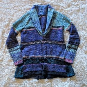 Free People Chunky Knit Patchwork Style Sweater S